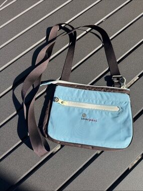 Sherpani Light Blue Crossbody with Brown Trim